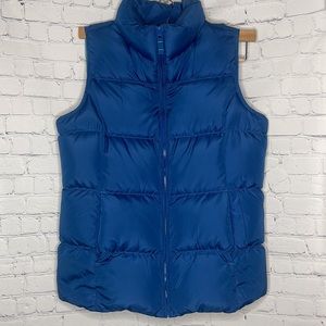 LANDS' END KIDS DOWN VEST BRIGHT BLUE ZIP UP CLOSURE  XL (16)